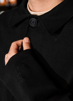 Unisex Astarlı Kol Logo Nakışlı Siyah Ceket Scops x Sevdrus